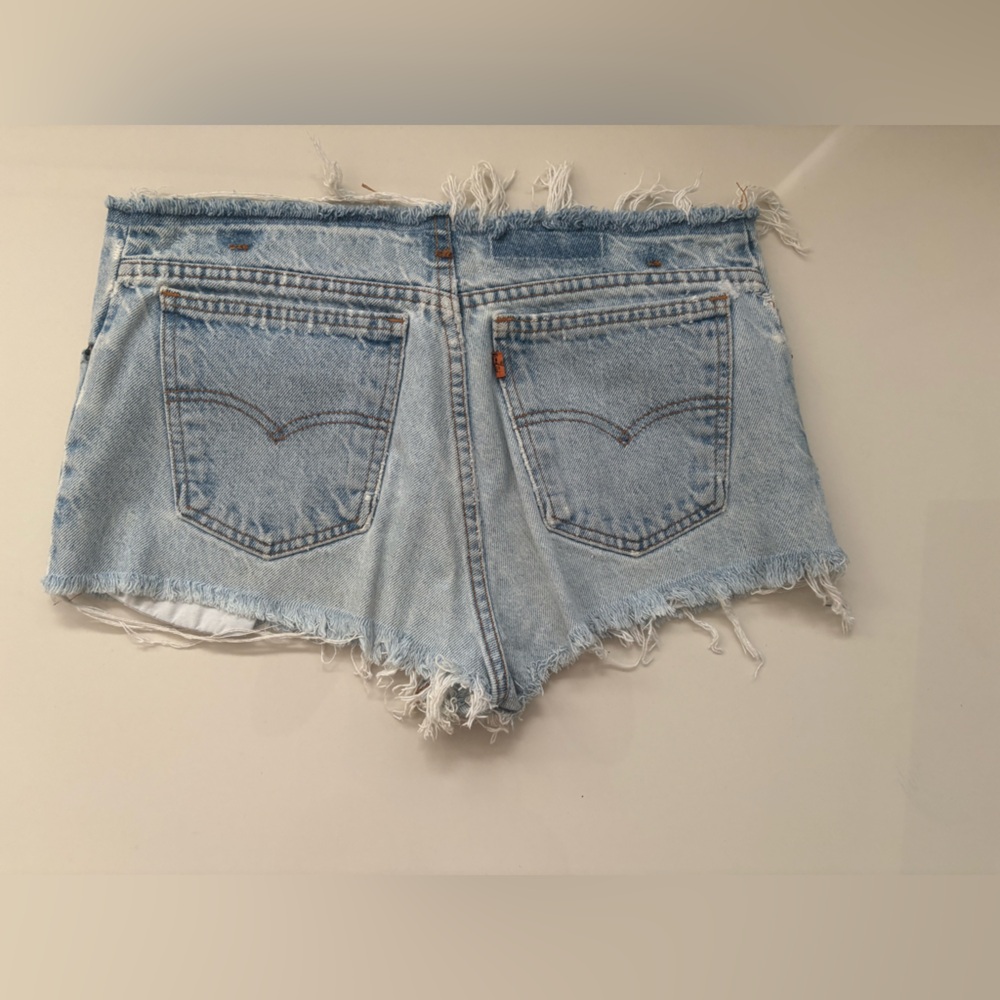 Levi's Light Blue Frayed Denim Shorts